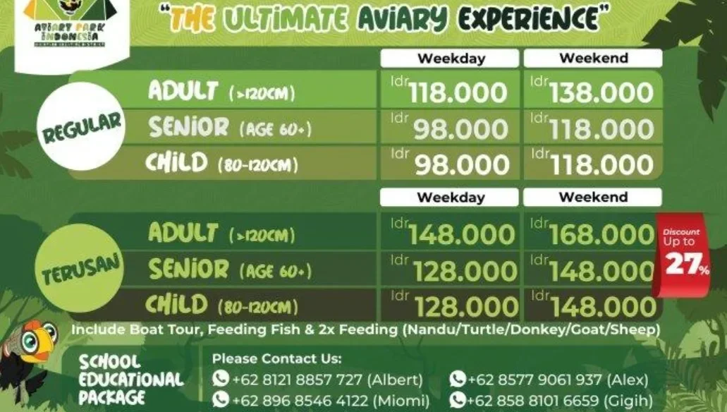 Liburan Lebaran, Aviary Park Bintaro Tawarkan Petualangan Alam yang Seru!