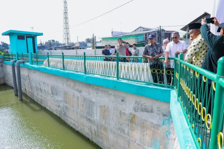 Pilar Saga Ichsan meninjau proyek penanganan banjir di Puri Bintaro Indah, Ciputat.