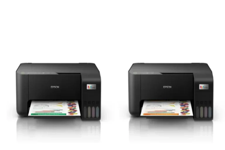 Dua printer Epson terbaru berwarna hitam, siap mendukung bisnis yang efisien.