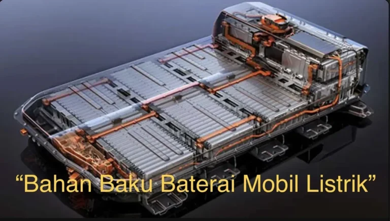 Ilustrasi detail baterai mobil listrik, memperlihatkan susunan sel dan sistem pendingin.