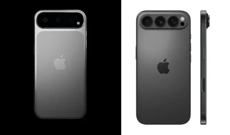Render iPhone 18 Pro dengan desain kamera belakang yang unik dan logo Apple.