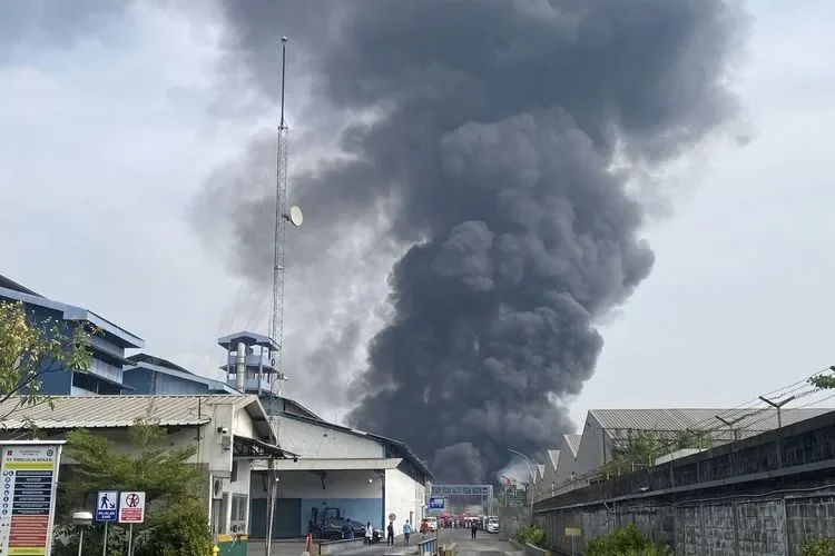 Tangsel Mencekam! Pabrik dan Toko Bahan Bangunan Ludes Dilalap Api, Asap Hitam Bikin Panik Warga!
