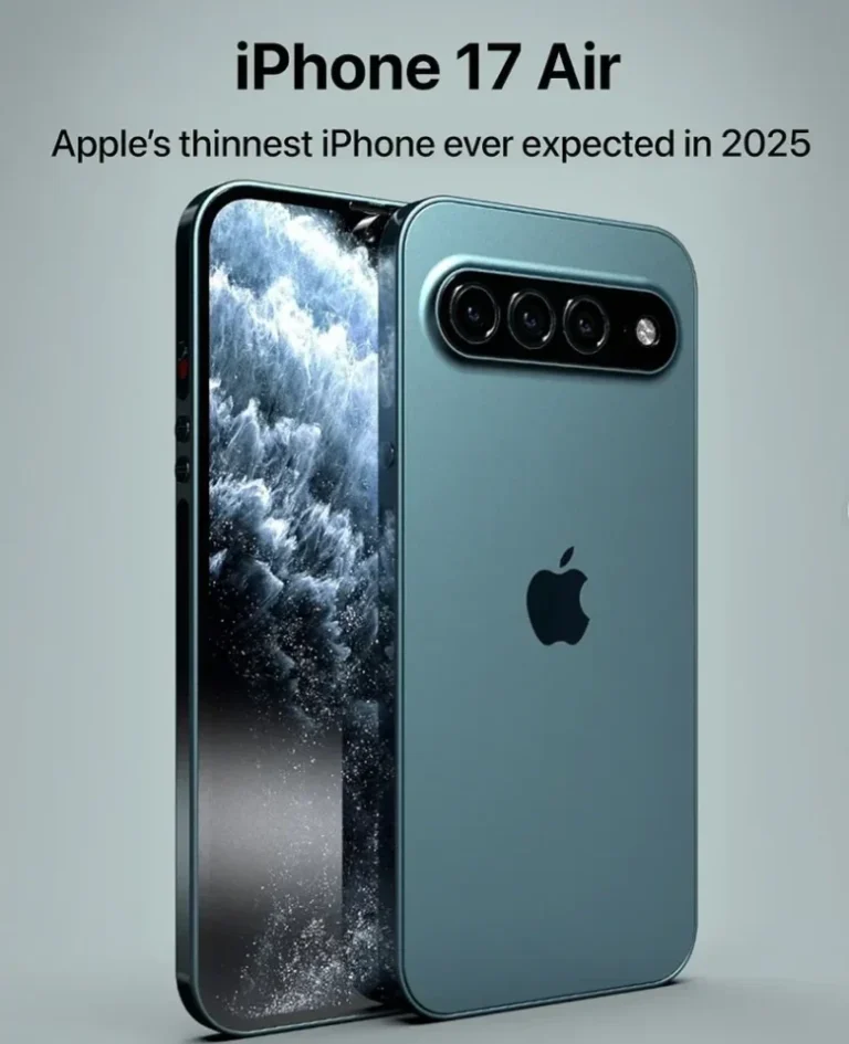 Ilustrasi iPhone 17 Air, diklaim sebagai iPhone tertipis dengan desain kamera belakang unik.