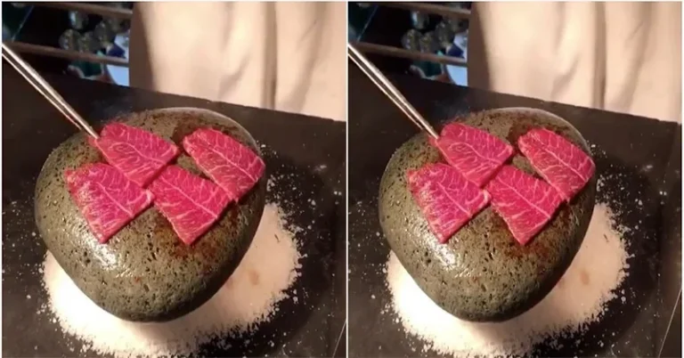 Irisan daging mentah di atas batu panas, inovasi kuliner unik dan kontroversial.