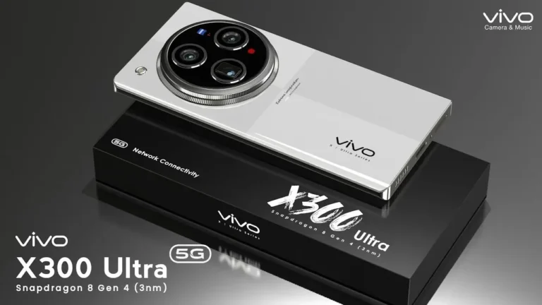 Render detail Vivo X300 Ultra di atas kemasan, modul kamera belakang menonjol.