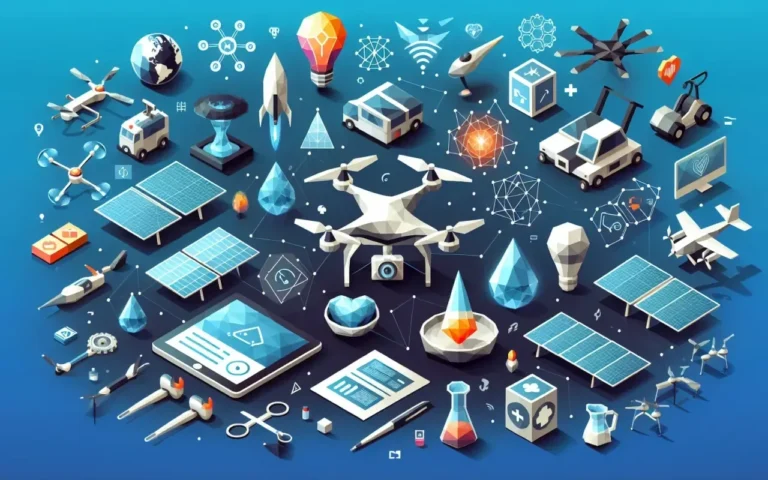 Kumpulan ikon teknologi canggih dan inovasi yang mendukung kemajuan kesehatan.