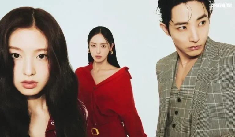 Tiga selebriti, dua wanita dan satu pria, tampil modis dalam pemotretan profesional.